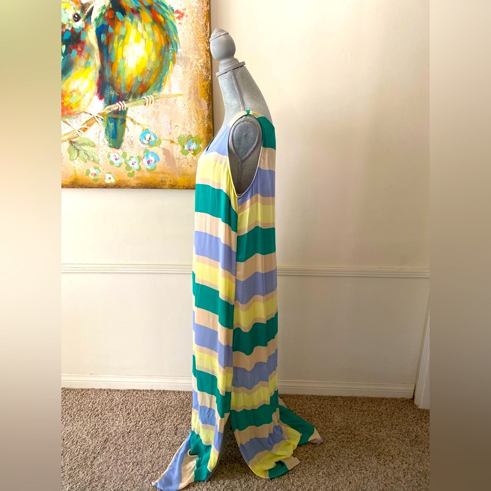 I ❤️ RONSON BLOCKED STRIPE CHIFFON LAYERED SUMMER MAXI DRESS SIZE XL 🌟EUC🌟 - Picture 4 of 13